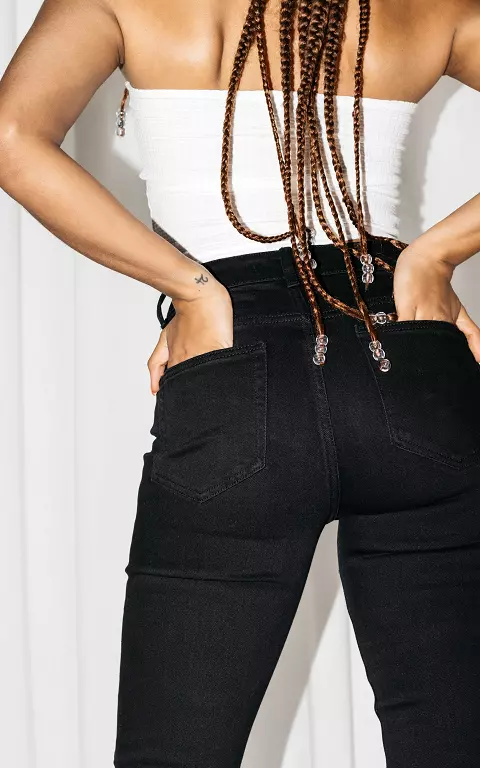 High-waist flared jeans black