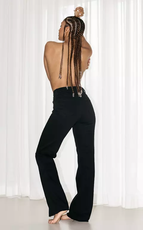 High-waist straight fit jeans black