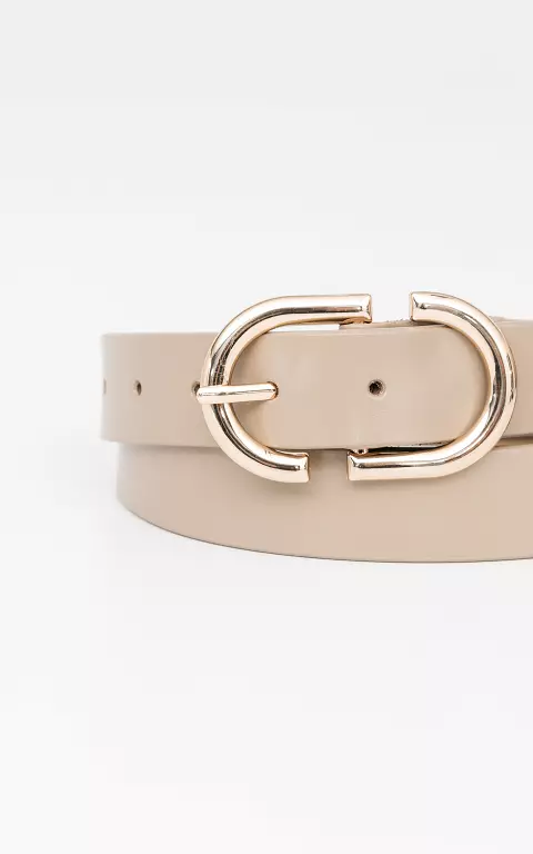 Basic leather belt taupe gold