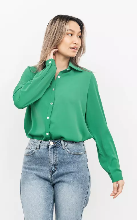 Basic blouse with buttons green