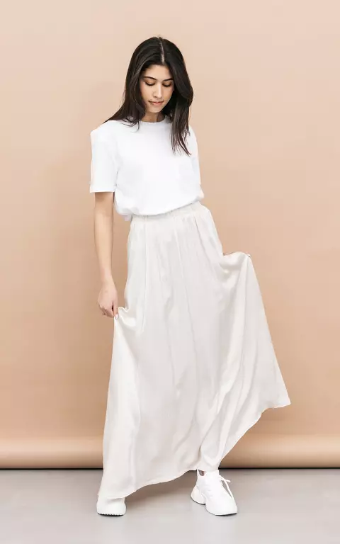 Satin-look maxi skirt beige