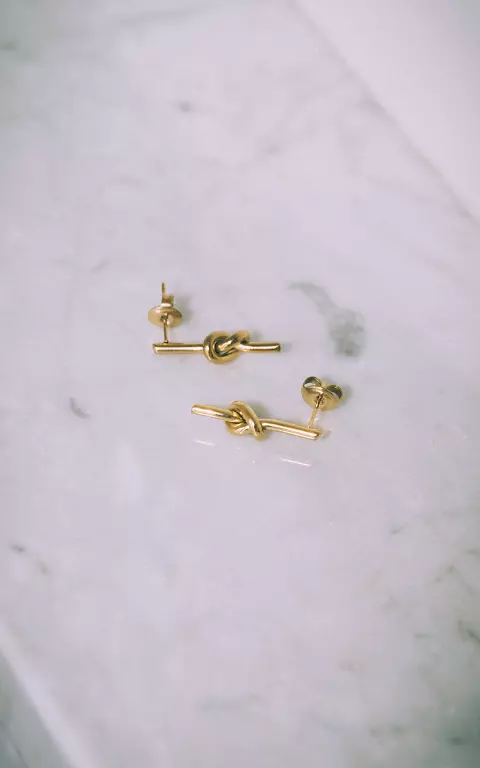Gold-coated earrings with knot gold