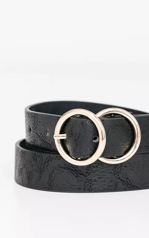 Belt with double round clasp black gold
