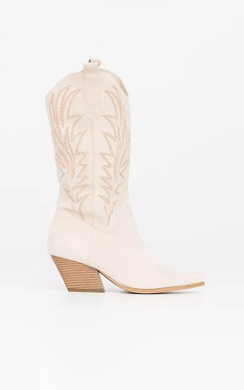 Cowboy boots met suède look beige