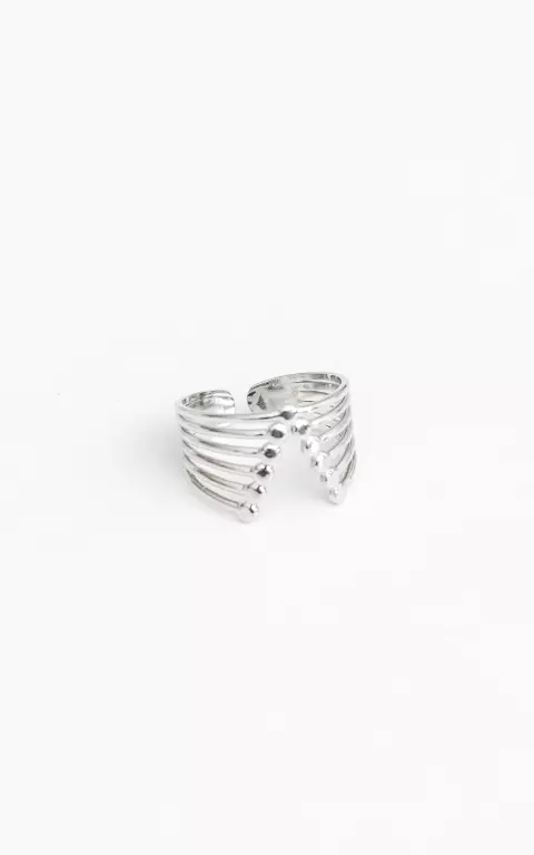 Stainless steel adjustable ring silver