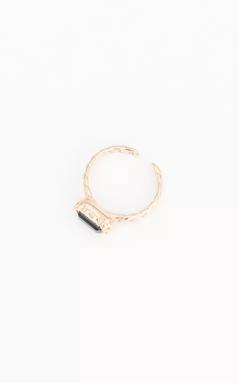 Verstellbarer Ring mit Stein gold schwarz