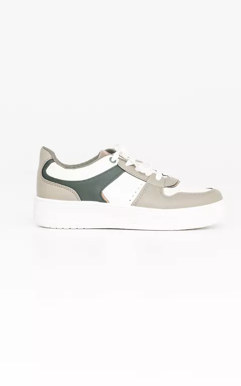 Sneaker im Leder-Look beige grün