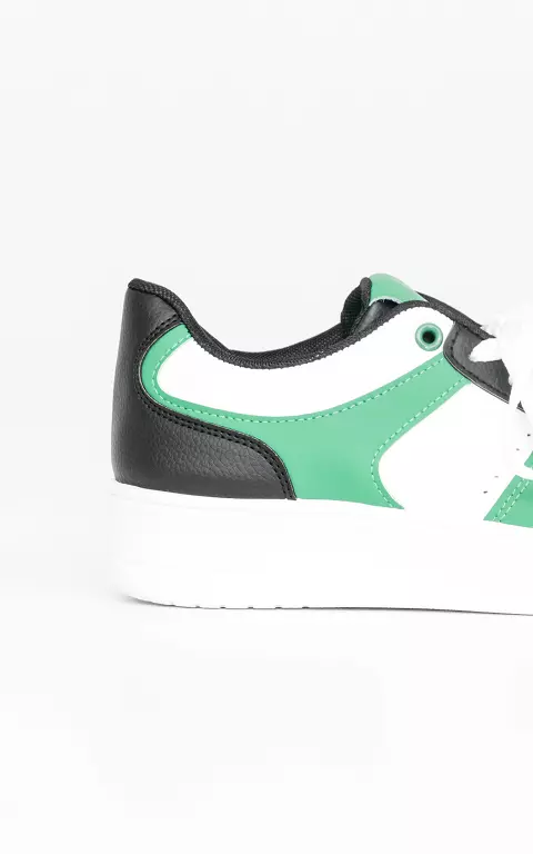 Leather-look sneakers white green