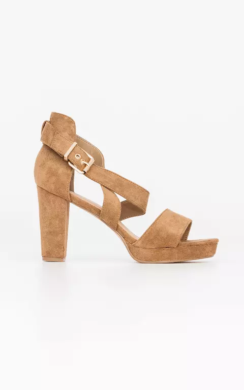 Strappy heels with clasp brown