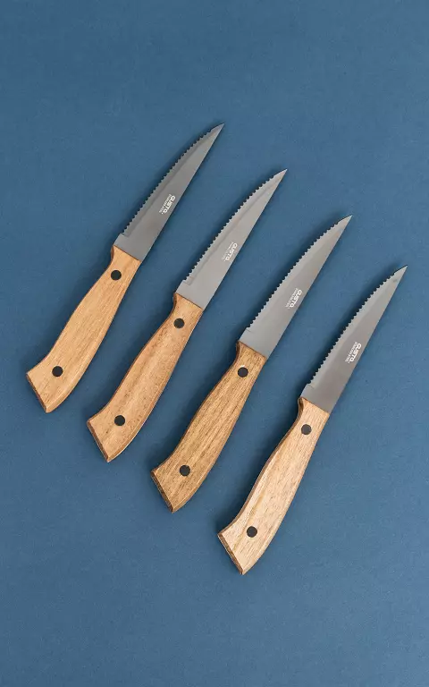 Set of four steak knives light brown black