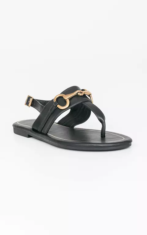 Flip flops with gold-coated clasp black gold