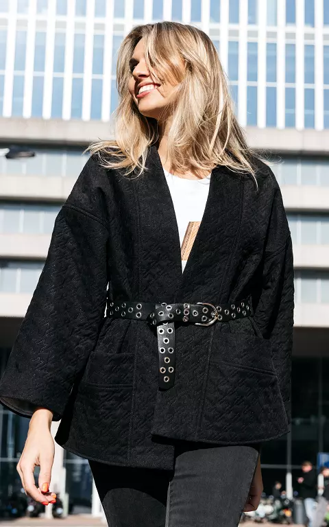 Eleganter Kimono mit Bindeschleife schwarz