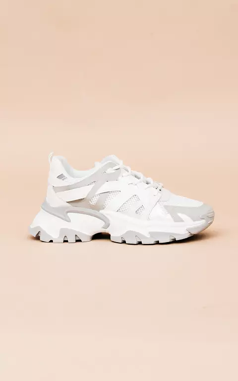 Sneakers with thick sole white light grey