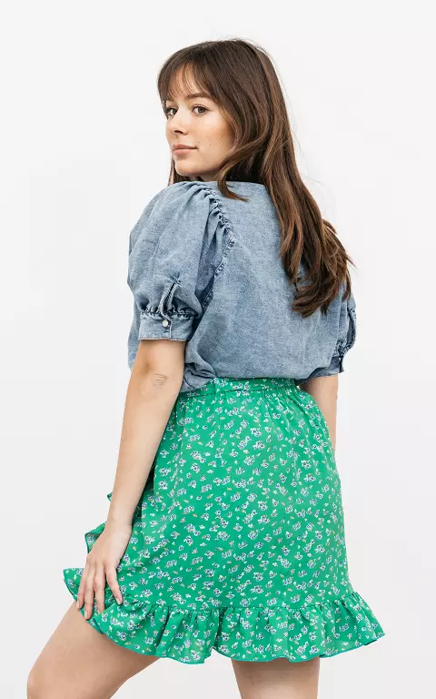Floral print skirt green blue