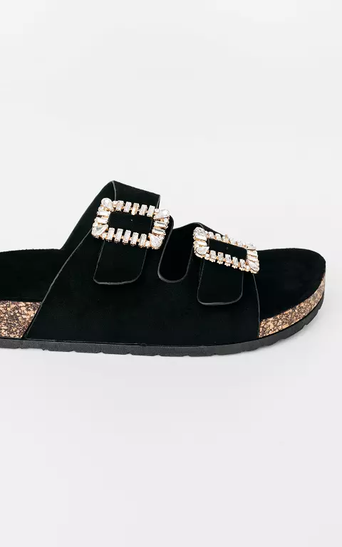 Flip-flops with rhinestones black