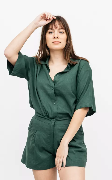 Elegante Bluse mit kurzen Ärmeln dunkelgrün