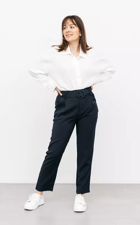 Trousers with belt dark blue