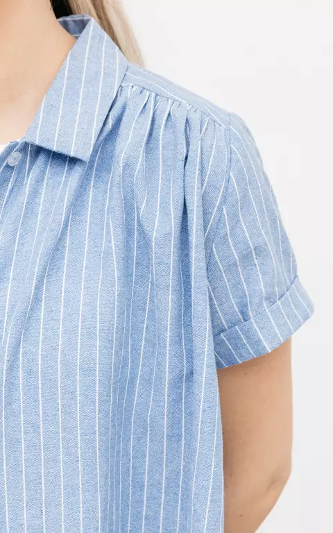 Oversized blouse with striped pattern blue white