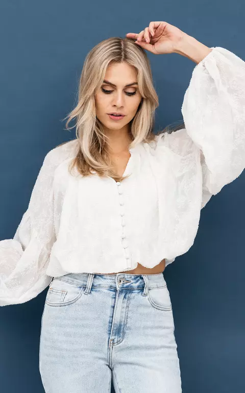 Top with balloon sleeves cream