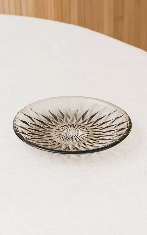 Glass patterned pie plate grey