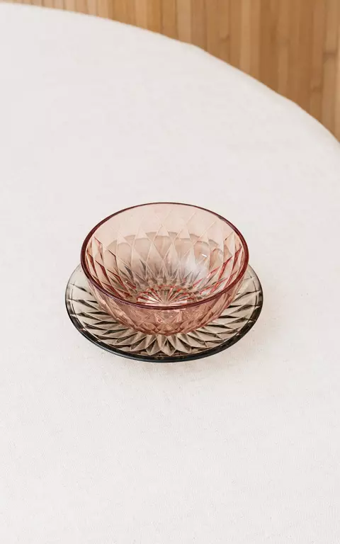 Patterned glass bowl pink