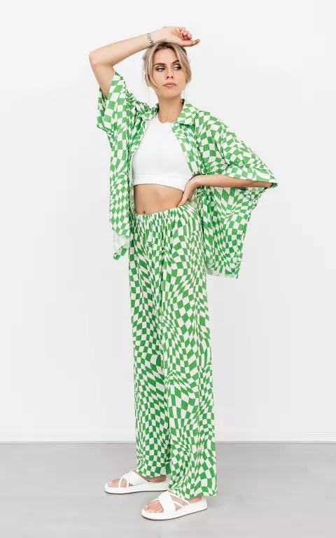 Wide leg pants with print white light green