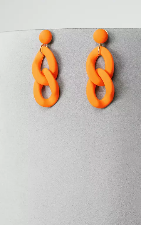 Statement-Ohrringe mit Kettengleidern orange
