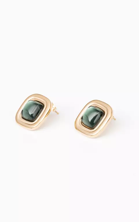 Stainless steel earrings gold green
