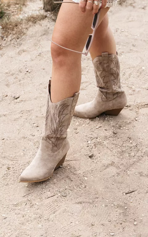 Boots with suede look taupe