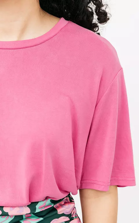 Shirt with round neck pink