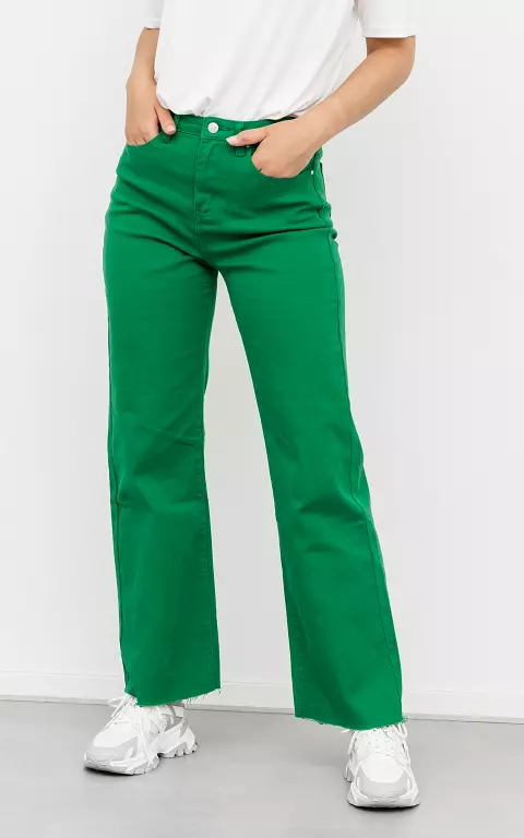Knallige High Waist Jeans grün