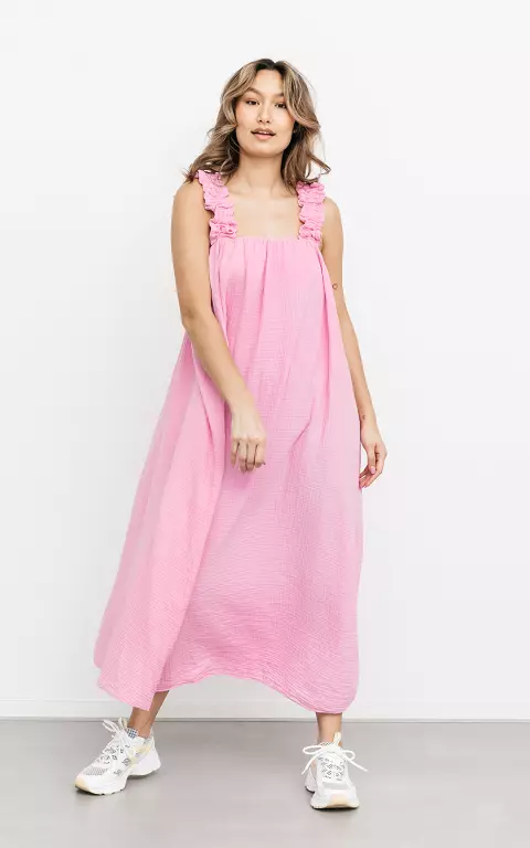 Wide dress with tie light pink
