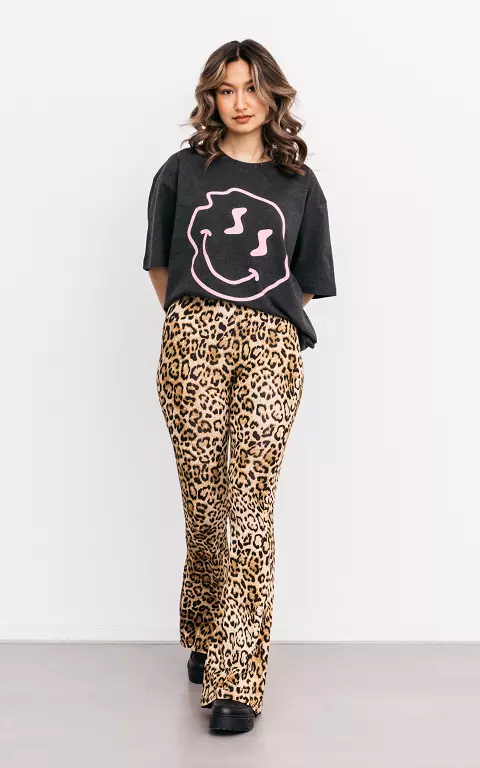 Leopard-print high waist flared pants 