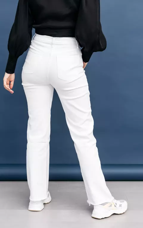 High waist jeans with straight leg white