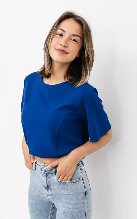 Shirt with round neck cobalt blue