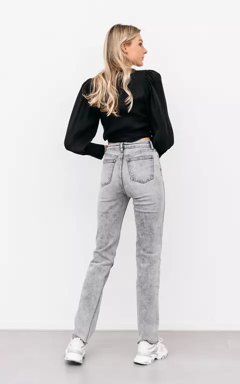 Light high-waist straight fit jeans light grey