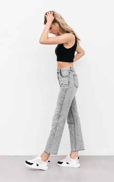 High waist 5-pocket jeans lichtgrijs