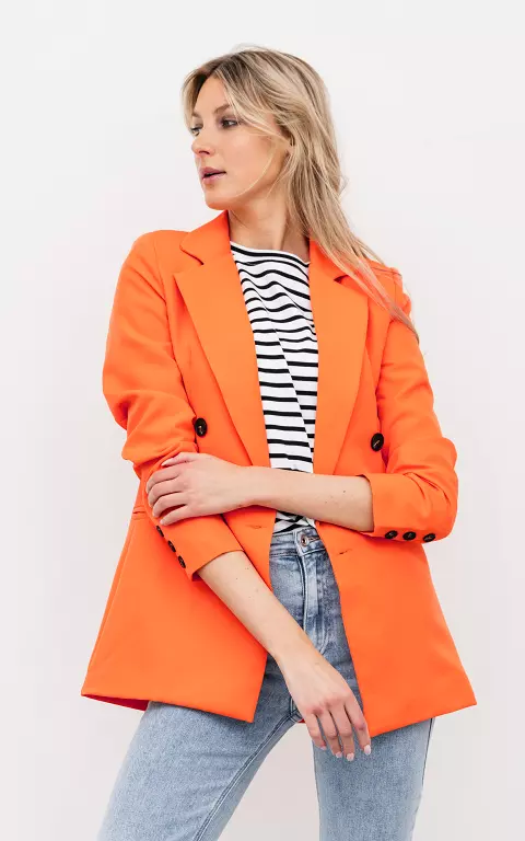 Double-breasted blazer with shoulder pads orange