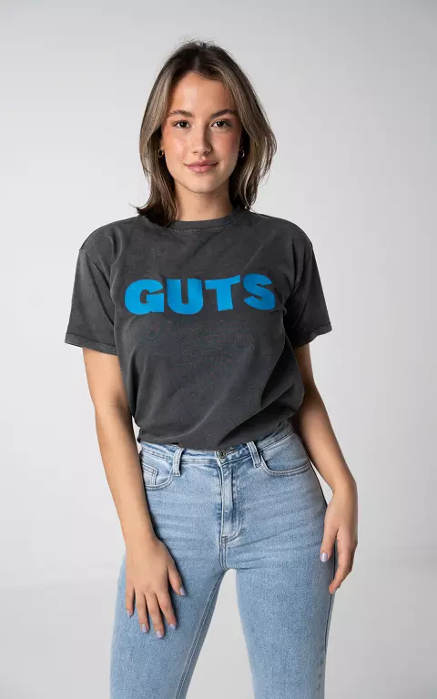 Katoenen shirt 'Guts' donkergrijs blauw