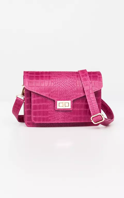 Leather bag with gold-coated details fuchsia