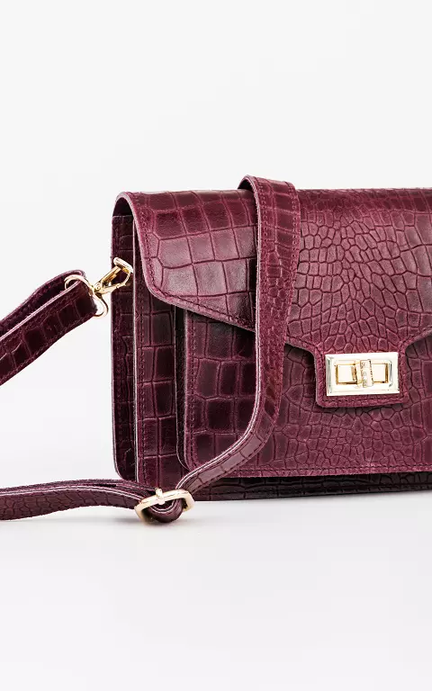 Leather bag with gold-coated details bordeaux