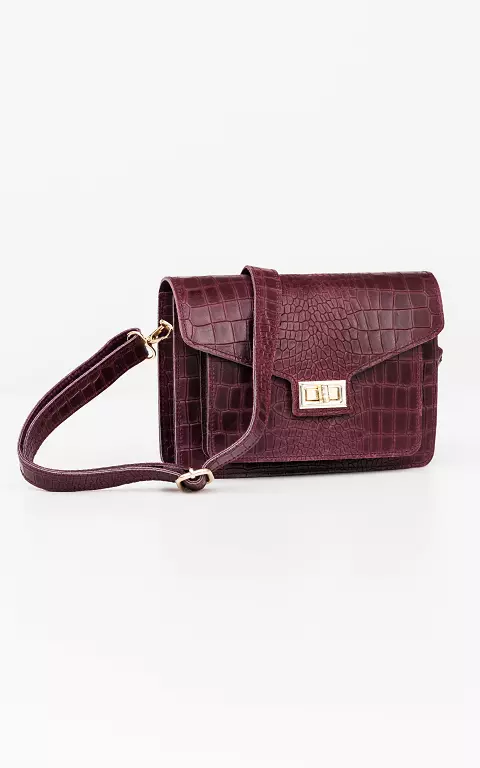 Leather bag with gold-coated details bordeaux