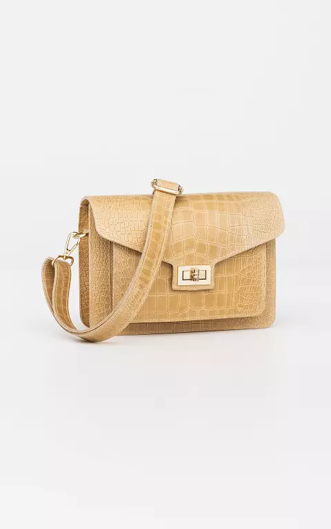 Leather bag with gold-coated details light yellow