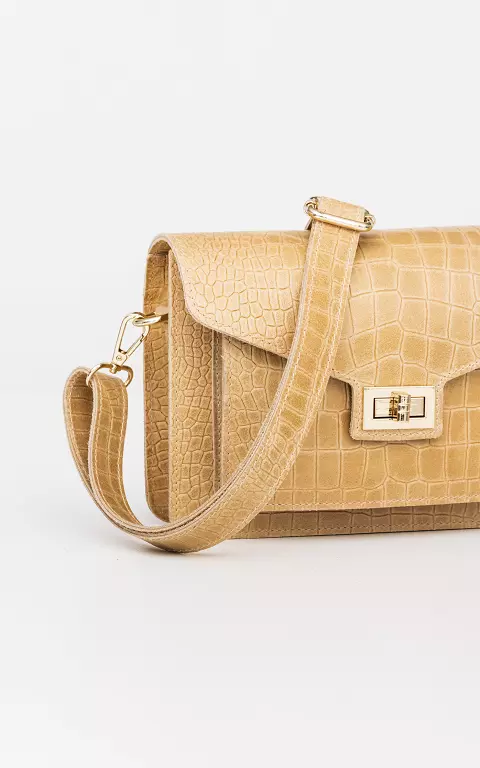 Leather bag with gold-coated details light yellow