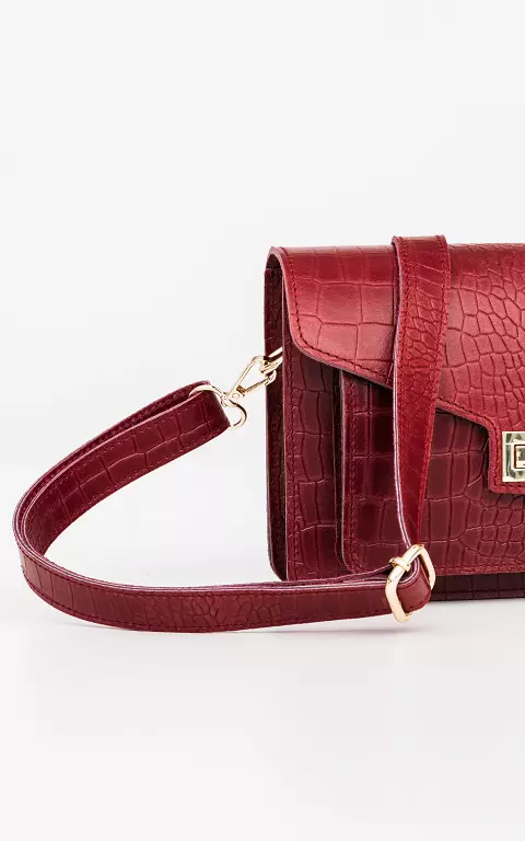 Leather bag with gold-coated details dark red