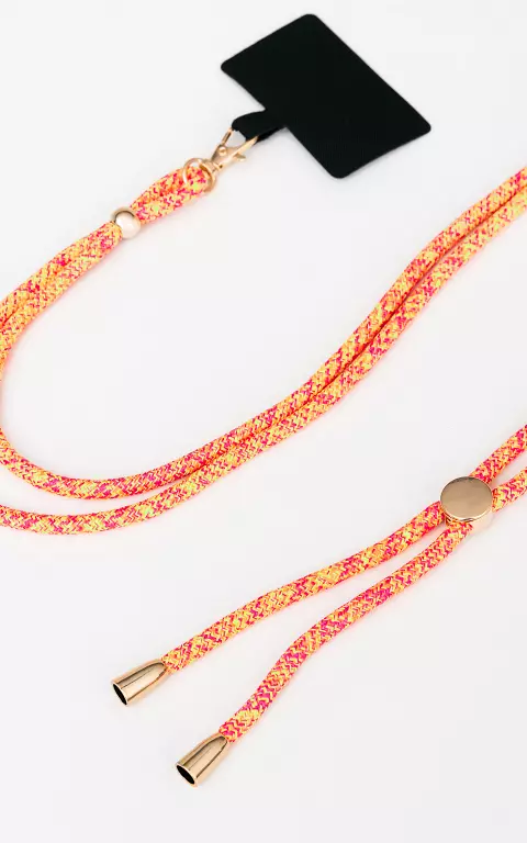 Telephone cord with gold-coated details orange pink