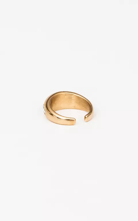 Verstelbare ring met zilverkleurige steentjes goud