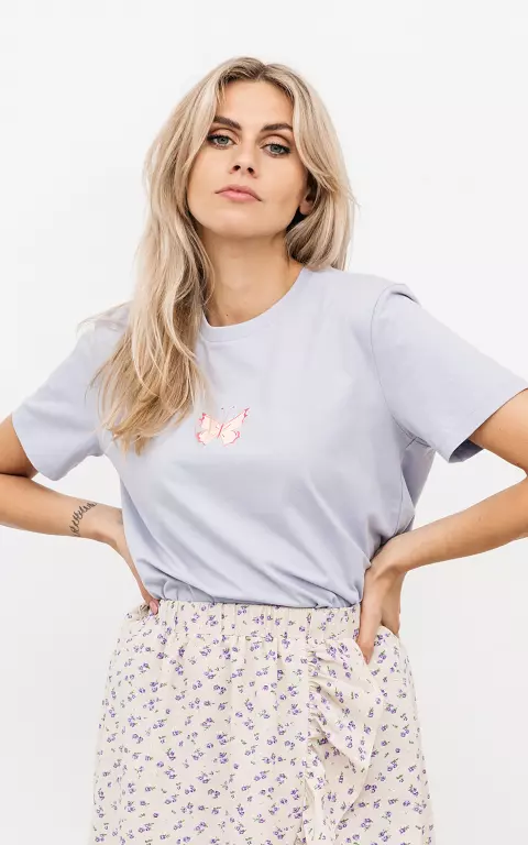 Cotton shirt with butterfly print lilac