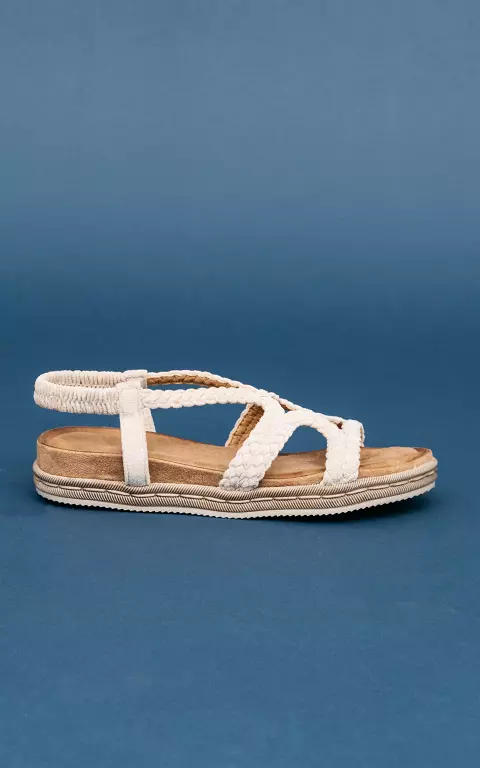 Sandaal met gevlochten band beige