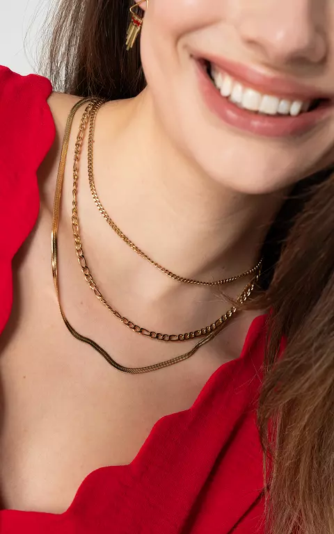 Stainless steel three-layer necklace  